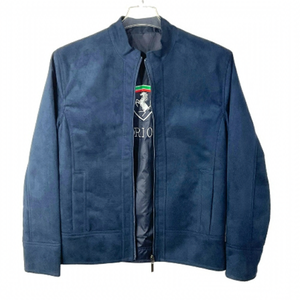 Emporio & Co. Jacket Men’s Ferrari Navy Blue Suede Reversible Moto Size US S